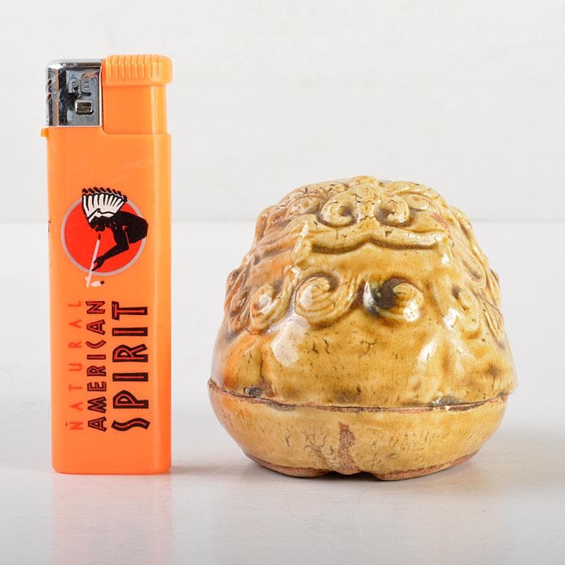 茶道具　黄瀬戸　古瀬戸　獅子　香合　時代箱付　V　6295