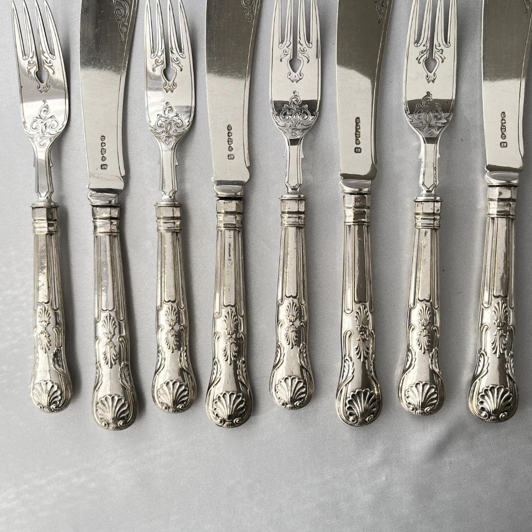 【John Gough】 キングスパターンのナイフ/フォーク 8本 豪奢！！