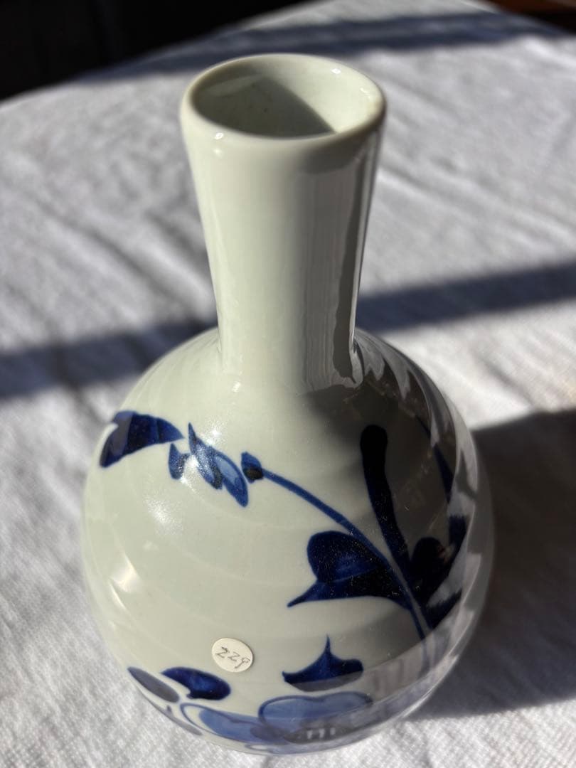 砥部焼　寿山　染付草花文　徳利　 花瓶　アンティーク小物