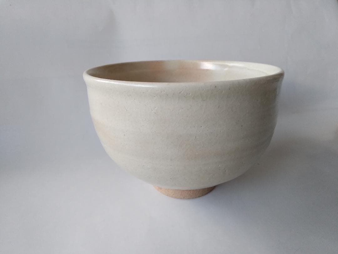 京焼 平安 巌窯 山川敦司 作 粉引 茄子 茶碗 共箱 共布 栞 抹茶碗 新品