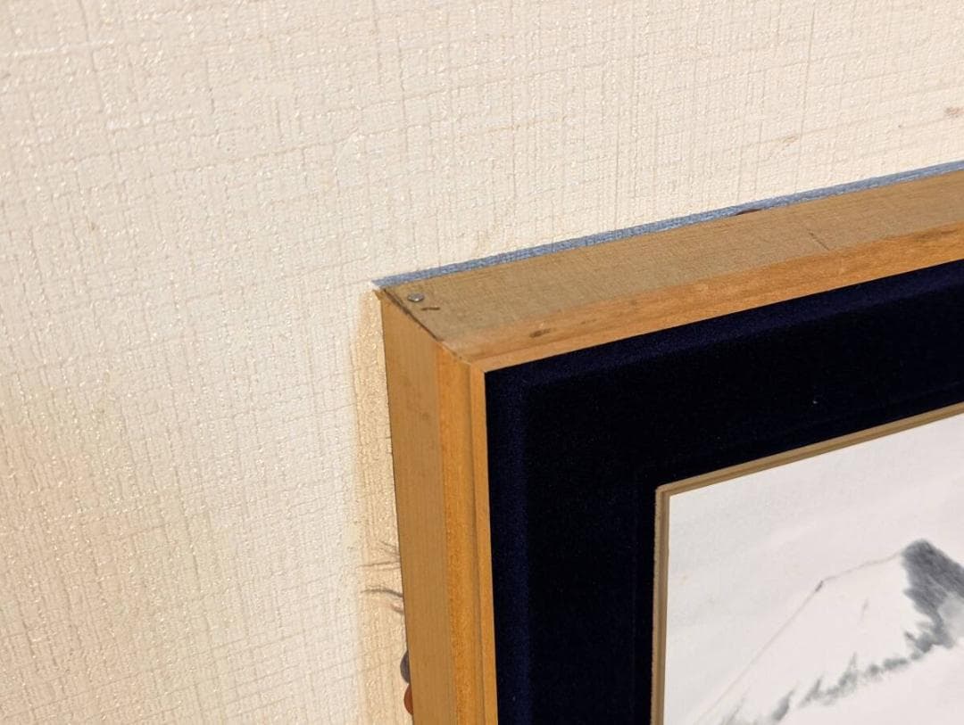 【真作】絵画　水墨画（色紙）　幽玄の富士　静寂と余白の美　気韻生動の一枚　Y4