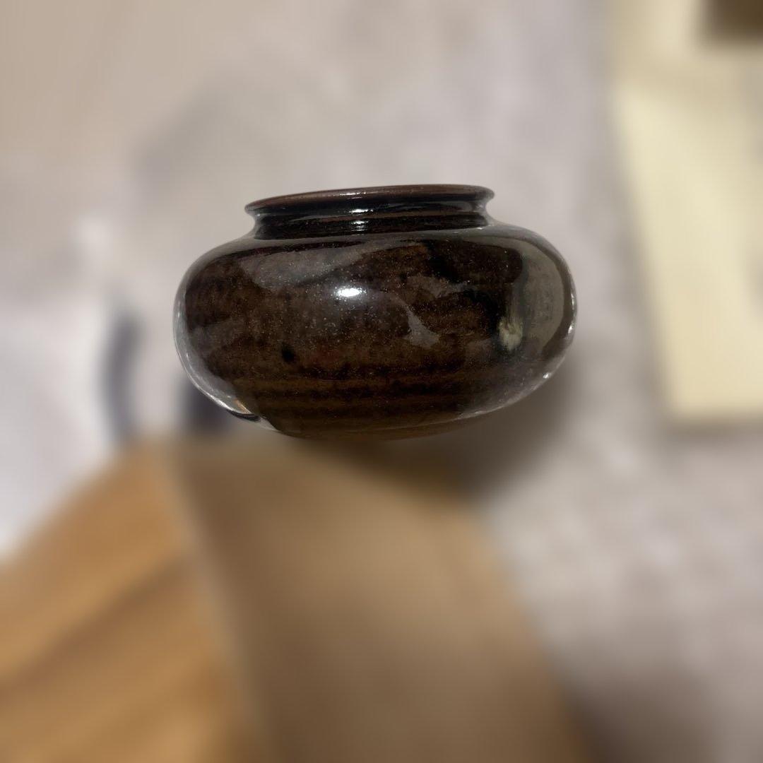 内海茶入 共箱 仕覆付　稜華文錦