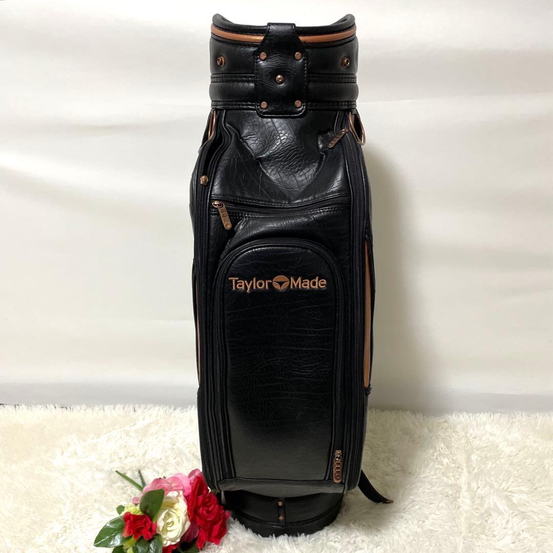 【オールレザー✨】テーラーメイド 本革 キャディバッグ 黒×ブロンズ カート型